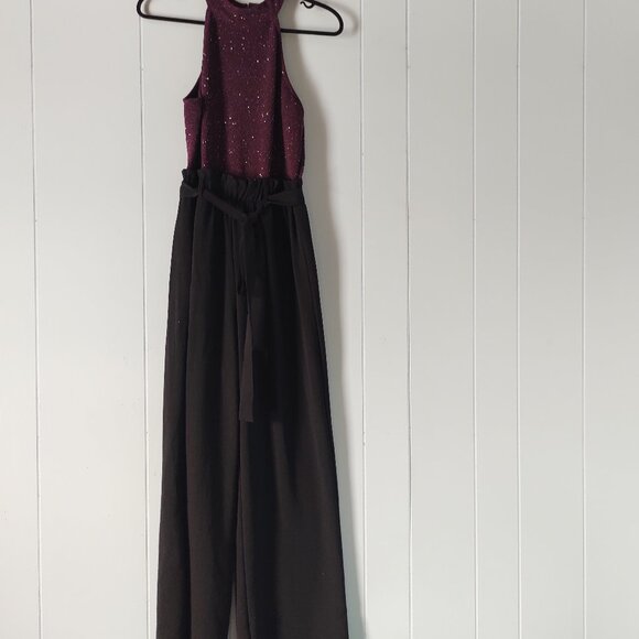 Streetwear Society Sleeveless Halter Black/Purple Jumpsuit - Picture 1 of 10